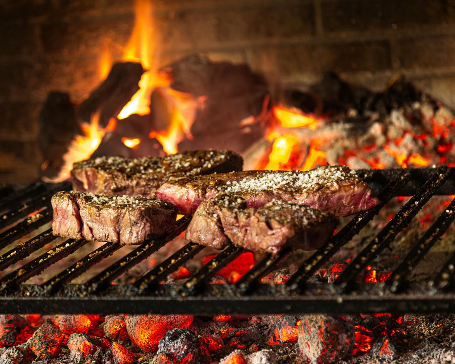Wagyu steaks on a hot grill